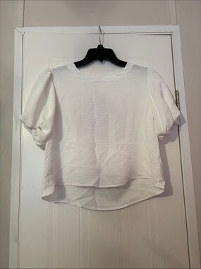 White Puff Sleeve Textured Blouse - Classic Women's Top